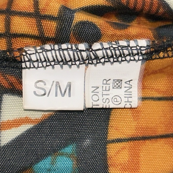 Women’s Abstract Batik Print Crop Culotte Belted Wide Leg Trouser Pant - Picture 8 of 9